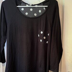 charming charlie medium black and white polka dot top/tunic